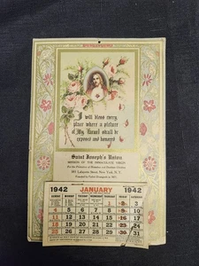 Antiker nie benutzter christlicher Jesus St. Joseph's Union 1942 Kalender Karton 6x9 - Bild 1 von 5