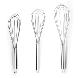 5830 Set of 3 Stainless Steel Wire Balloon Whisks, 8", 10" and 12-Inch - Picture 1 of 7