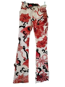Pantalón Jeans Roberto Cavalli Just Cavalli Vintage Estampado Floral Embellecido Talla 27 - Imagen 1 de 15