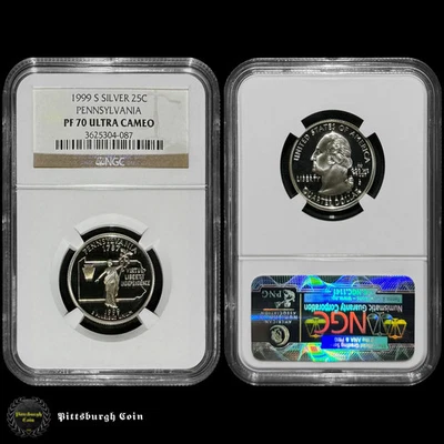 1999-S Silver 25C Pennsylvania Statehood Washington Quarter NGC PF70 Ultra Cameo - Image 1 of 2