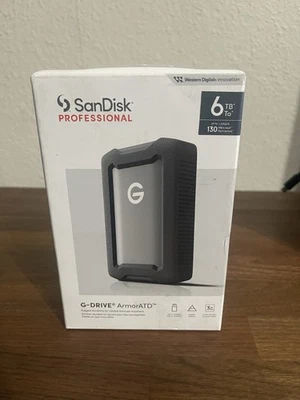 SanDisk Professional 6TB G Drive ArmorATD Space Gray External Hard Drive HDD - Image 1 of 3