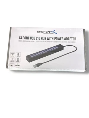 Sabrent 13 Port USB 2.0 Hub with Power Adapter and 2 Control Switches (HB-U14P) - Image 1 of 4