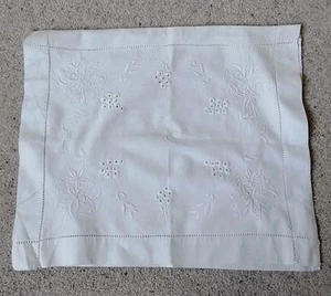 Vintage White Cotton Nightdress Case/Cushion Cover Good Condition 17" x 14" - Picture 1 of 4