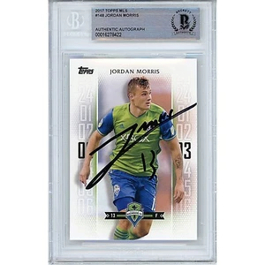 2017 Topps MLS #148 Jordan Morris Signed Card AUTO Seattle Sounders FC Beckett - Picture 1 of 5