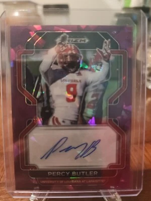 Percy Butler 2022 Panini Prizm Draft Picks Purple Pulsar Auto Rookie RC 64/99 - Image 1 of 3