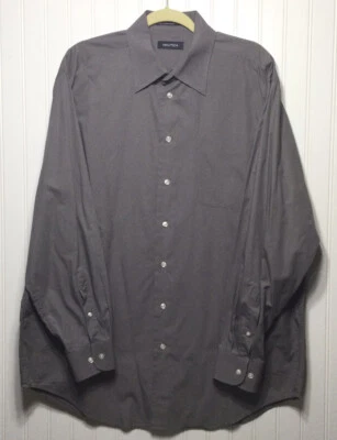 NAUTICA Mens Sz 16.5 34/35 Gray Long Sleeve Cotton Dress Shirt - Image 1 of 4