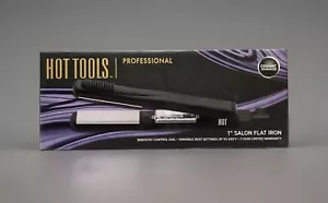 NEW Hot Tools Professional Black 1 Inch Salon Flat Iron with Ceramic Tourmaline - Picture 1 of 9