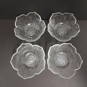Vintage Arcoroc France Caracas Flower Clear Glass Bowl Trifle Dessert 1990s - Picture 1 of 11