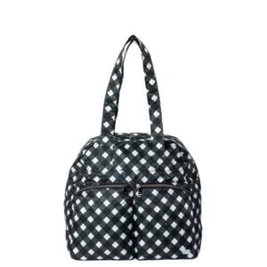 NWT LUG Boxer Packable Tote Duffel Bag Lightweight Travel in Gingham Black - Picture 1 of 13