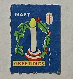 GRÖNLAND 1957 TB WEIHNACHTSSIEGEL STEMPEL KERZE STECHPALME - Bild 1 von 2