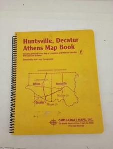  Vtg Carto-craft Map Book Of Huntsville Decatur & Athens, AL. Detailed Streets  - Picture 1 of 11