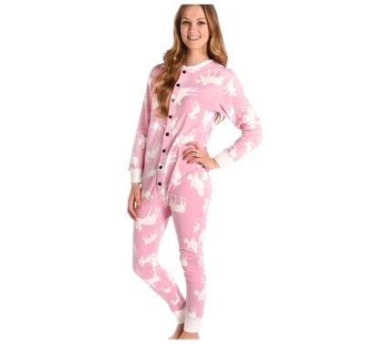 Women’s Lazy One Flap Jack Moose Print Pink Long Sleeve One piece XS - Image 1 of 4