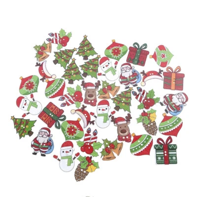 50X/Set Christmas Wooden Buttons Decorative Cartoon Handmade Scrapbooking Sewing - Image 1 of 4