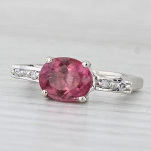 2.16ctw Turmalina Rosa Anillo con Diamante 14k Oro Blanco Talla 6 Diseño Único - Imagen 1 de 11