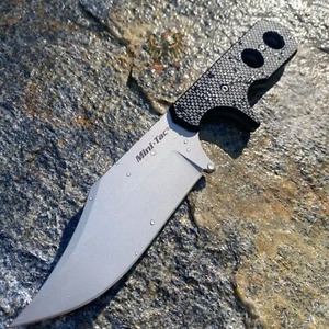COLD STEEL MINI TAC BOWIE STAINLESS BLADE NECK KNIFE WITH BLACK GRIV-EX HANDLE - Picture 1 of 7