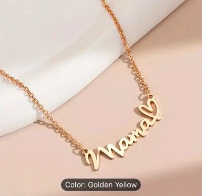 Collar con nombre de mamá-joyería delicada-collar con nombre de oro personalizado-día de la madre Foto 1 de 4