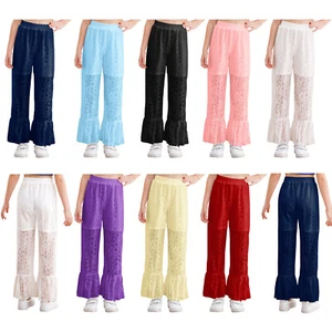 Kids Girl's Sweatpants Lovely Bell Bottom Fall Trousers Bootcut Pants Flare - Picture 1 of 63
