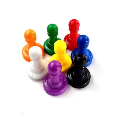 8 Pawns Board Game Playing Pieces Plastic Pawn Coloured Counters Tokens Tabletop - Image 1 of 4