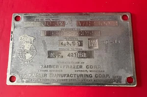 NORTH AMERICAN T-28 TROJAN R-1300-3D ENGINE DATA PLATE-WRIGHT CYCLONE - Picture 1 of 6