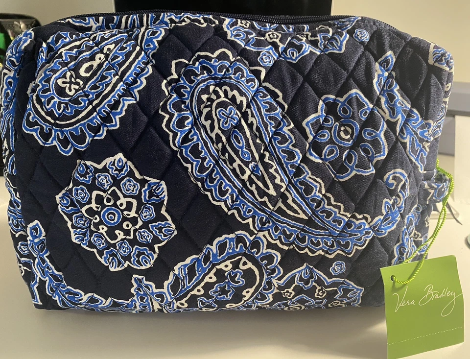 Vera Bradley Large Cosmetic Bag Blue Bandana New - Image 1 of 1