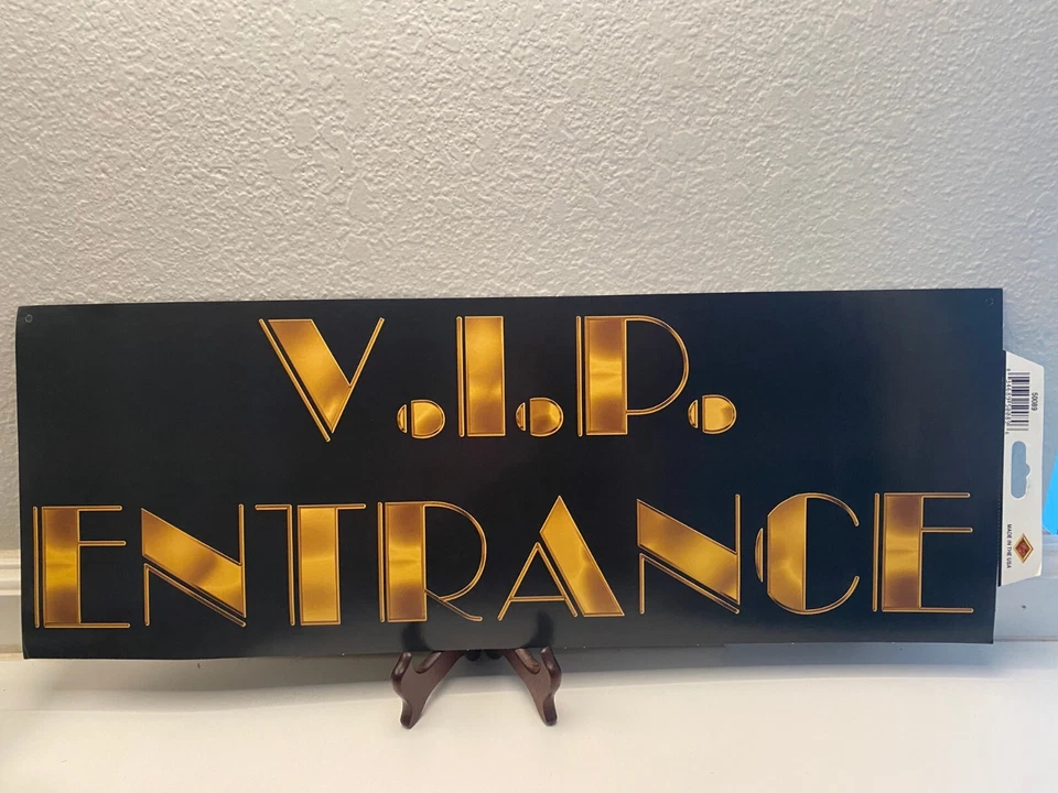 Beistle "VIP Entrance" Black/Gold Sign 22"x8" Paper Party/Birthday Wall Decor - Image 1 of 1