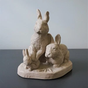 Austin Sculpture 3 Rabbits "All Ears" Vintage Signed Merry Scotland 1985 *READ - Picture 1 of 20