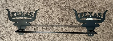 Black Texas Longhorns Cast Iron Towel Rack Bar 16” *NEW* Cover