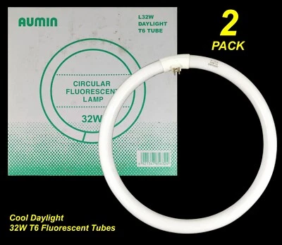2 x 32W T6 Triphosphor Circular Fluorescent Tubes Lamps 6000K Cool Daylight - Image 1 of 4
