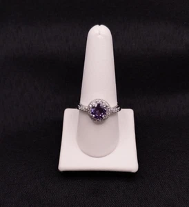 202 ct Colour Change Round Shape Alexandrite ,CZ Solid Sterling Silver Halo Ring - Picture 1 of 21