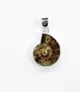 925 SILVER FOSSIL JEWELLERY AMMONITE DROPPER PENDANT 35 mm - Picture 1 of 4