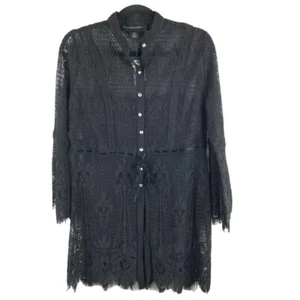 Colleen Lopez Womens Romance Tunic Top With Cami Black Lace Petites PM New - Picture 1 of 9