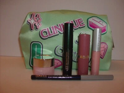 Clinique - Bolsa gráfica con cremallera de maquillaje - Paquete de ojos y maquillaje - 6 piezas Foto 1 de 4