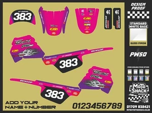 PW 50 GRAFIK KIT PEEWEE YAMAHA of TROY GRAPHICS MINI BIKE Pink Lila DRACHE - Bild 1 von 1
