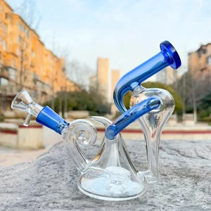 Pyrex Blue Glass Recycler Bong Tornado Shower Head Fillter Smoking Water Pipe - Picture 1 of 9