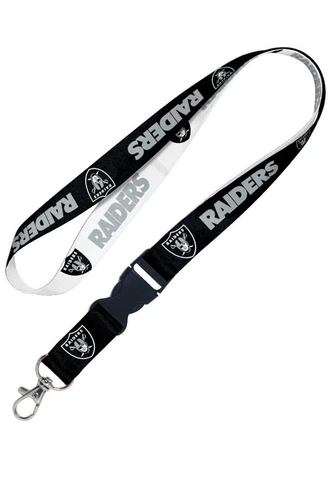 Oakland Raiders Lanyard With Detachable Keychain 2 Tone Cover