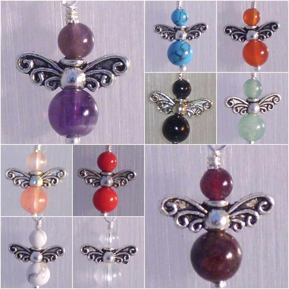 ♥ Schutzengel Charm Anhänger Edelsteine Citrin Türkis LapisLazuli Nephrit ♥  - Bild 1 von 1