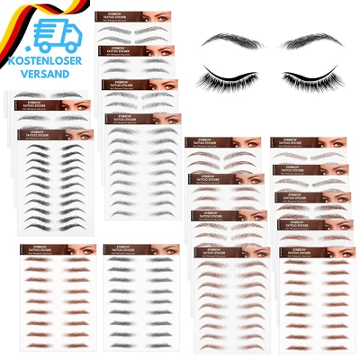 LLOUSSAK 20 Blätter 6D Augenbrauen Tattoo Aufkleber, Wasserfeste Augenbrauen Tattoos Auge