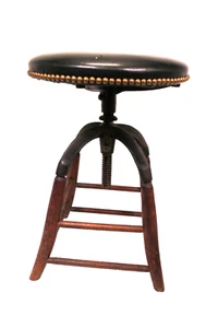 Antique Adjustable Cast Iron & Wood Stool - Picture 1 of 7