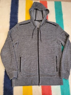 John Varvatos EE. UU. Sudadera con Capucha Para Hombres Grande Gris Cremallera Completa Sudadera Chaqueta Rendimiento Foto 1 de 4
