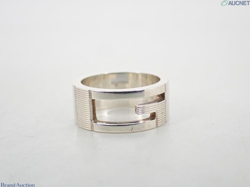 Anello Gucci logo G fascia larga argento sterling 925 misura 15 US 7 25