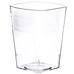4 oz Square Hard Plastic Clear Tumblers Disposable Wine Cups Bar Glasses Bulk - Picture 1 of 4