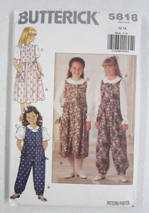 Blusa Mono Butterick 5818 Estampado Costura Jersey Niñas Tallas 12-14 Sin Cortar - Imagen 1 de 5