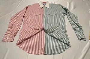 TEXAS BAUMWOLLE HERREN HEMD ZUM KNÖPFEN NADELSTREIFEN GRÜN ROT GR 17 36 - Bild 1 von 8