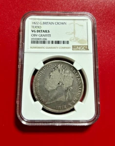 1822 GREAT BRITAIN SILVER CROWN TERTIO NGC VG DETAILS - Picture 1 of 2