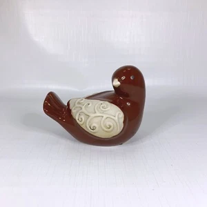 Keramik molliger Vogel Figur Keramik glasiert Schnörkelflügel Deko Taube - Bild 1 von 6