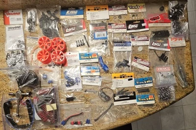 Lot of NOS RC Parts - HPI, Losi, OFNA, Traxxas, Reseller Lot, 4 Rims, Hardware - Image 1 of 4