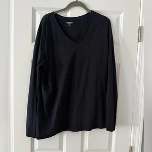 Lands' End | Camicia nera a maniche lunghe con scollo a V e vestibilità rilassata | Taglia XLT - Foto 1 di 7