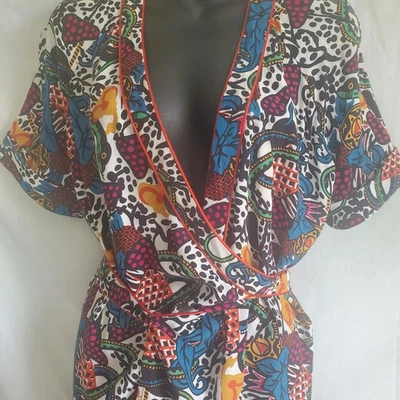 VERONICA BEARD Floral Geo Print SERENA True Wrap Tie Midi Maxi Dress - Image 1 of 4