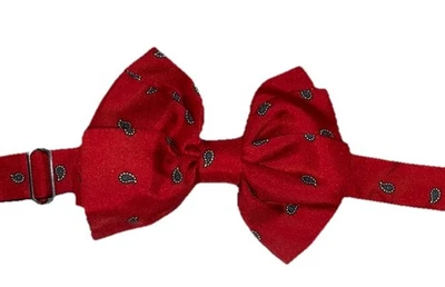 De colección Kenneth Gordon Nueva Orleans Pajarita Roja Mini Paisley 100% Seda 16 pulgadas Foto 1 de 4