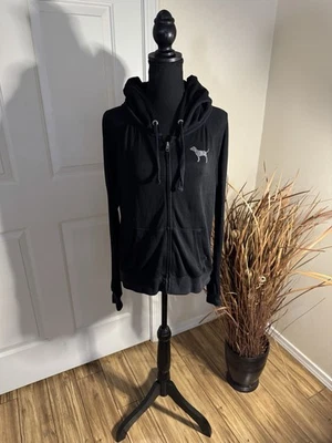 Victoria's Secret I Love Pink, Women's Black Hoodie, Sweatshirt, Size Medium - Image 1 of 4